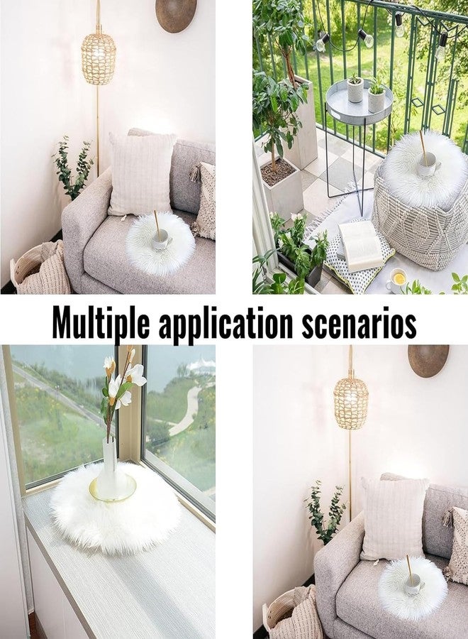Brownmonkey Adaxis Mini Faux Fur Area Rugs Fluffy Living Room Small Size Fit,for Tabletop Photography,Home Decor,Product Display,Locker Accessories for Girls (2Pc (12x12 White & Pink Round), White) - Image 5