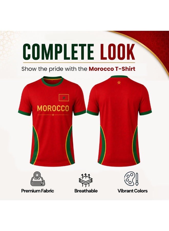 برينت شوب فور مي قميص منتخب المغرب لكرة القدم للرجال | قميص رياضي بتقنية Dry-Fit بطابع كرة القدم | ملابس رياضية بأكمام قصيرة | زي رياضي كاجوال | للاستخدام اليومي - Image 3