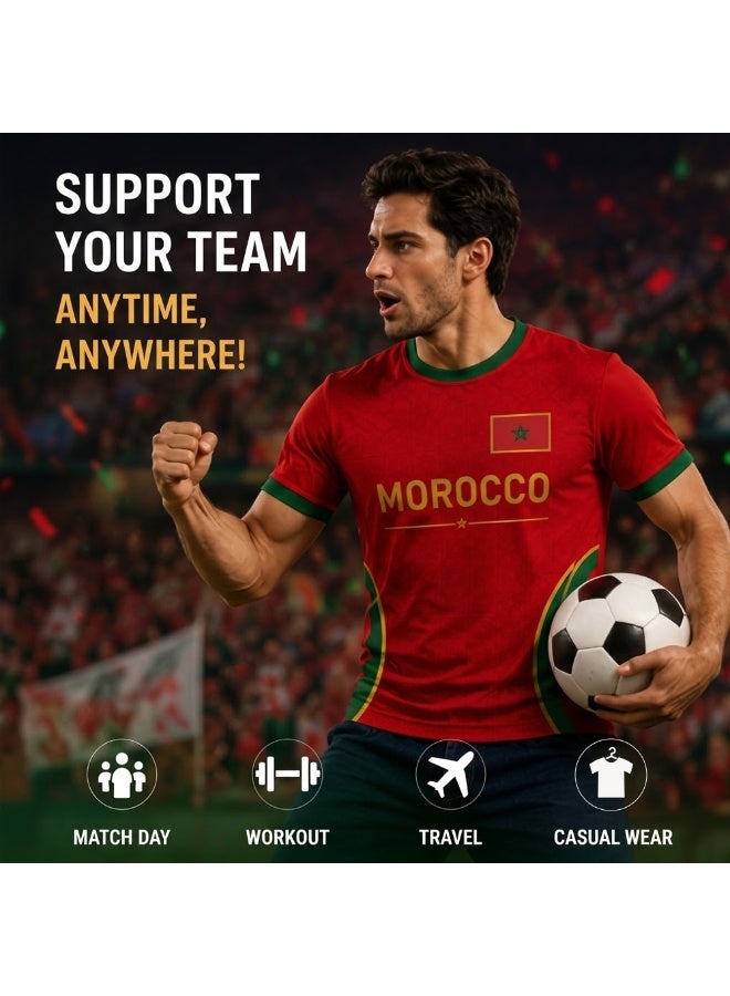برينت شوب فور مي قميص منتخب المغرب لكرة القدم للرجال | قميص رياضي بتقنية Dry-Fit بطابع كرة القدم | ملابس رياضية بأكمام قصيرة | زي رياضي كاجوال | للاستخدام اليومي - Image 4