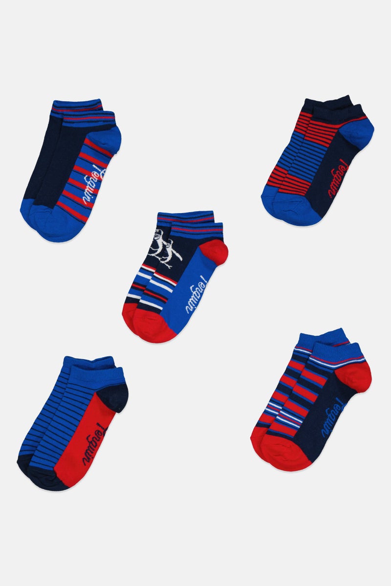Original Penguin Kids Boy 5 Pairs Stripe Ankle Socks, Multicolor - Image 3