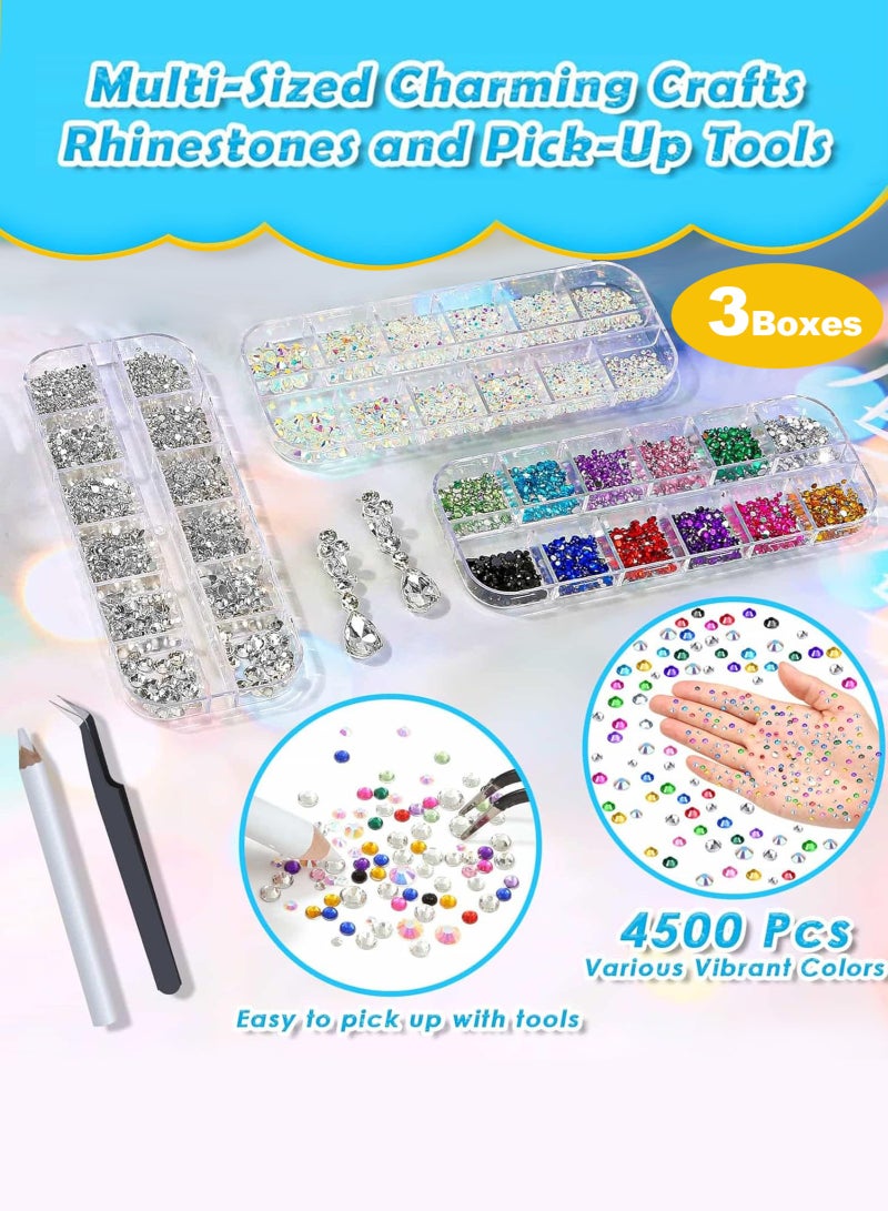 HomarKet 4500Pcs Rhinestones for Crafts with B7000 Jewelry Glue, Rhinestones with Gems Adhesive for Shoes Cloth Fabric with Picker Pencil for Crafting Diamond Art Graduation Cap Decorations - Image 5