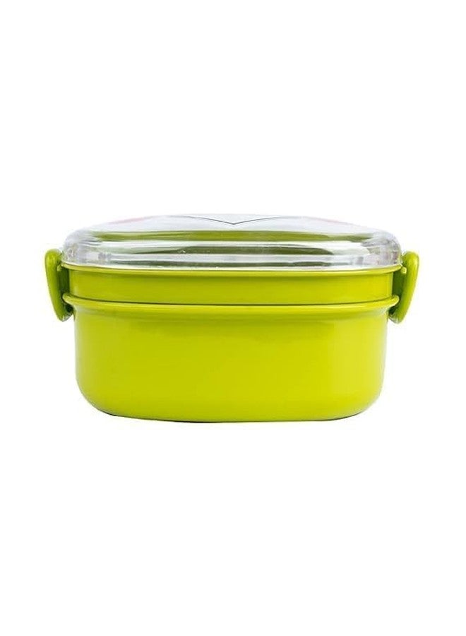 Aldea Froggy Shape Kids Lunch Box with Spoon | Airtight & Leak-Proof Tiffin for School, Picnic | Microwave Safe Plastic Lunch Box (Green) - Image 4