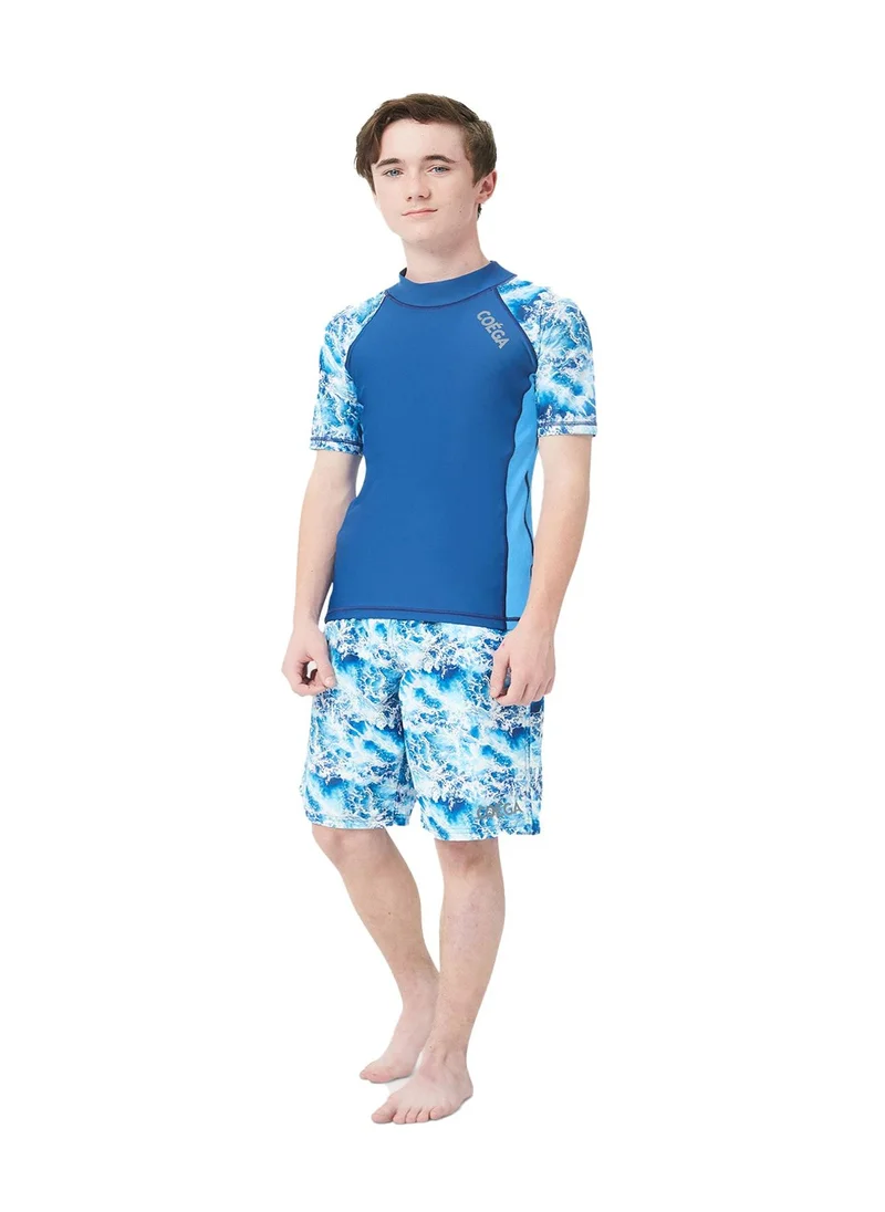 COEGA SUNWEAR COEGA Boys Youth Rashguard Short Sleeve - Navy Waves