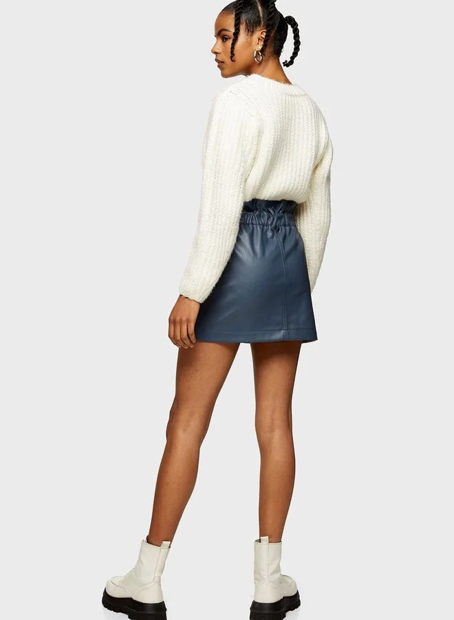 TOPSHOP Zip Paperbag Mini Pu Skirt