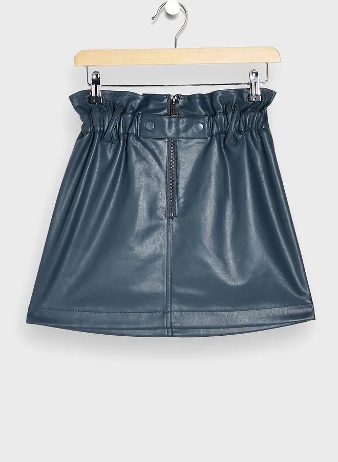 TOPSHOP Zip Paperbag Mini Pu Skirt