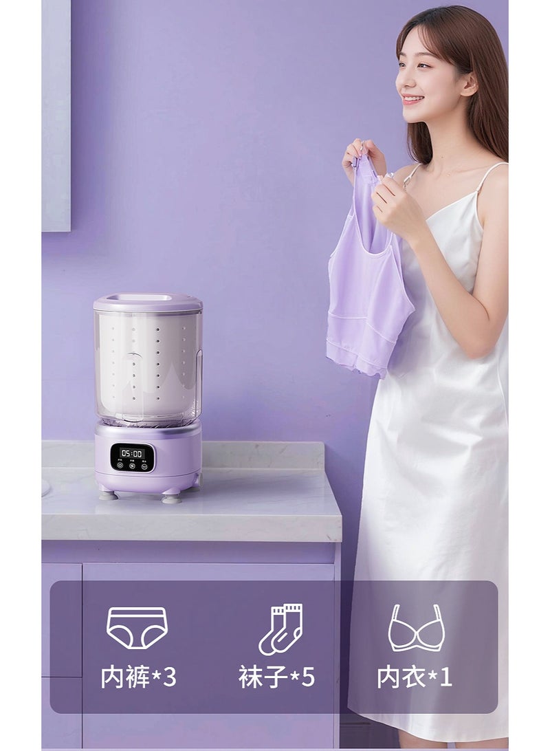 SKT Shiketro 2L Blue Light Sterilization Washing Machine with 380mm High-Strength Motor, Automatic Dehydration, and Portable Mini Washing Cup（Purple） - Image 4