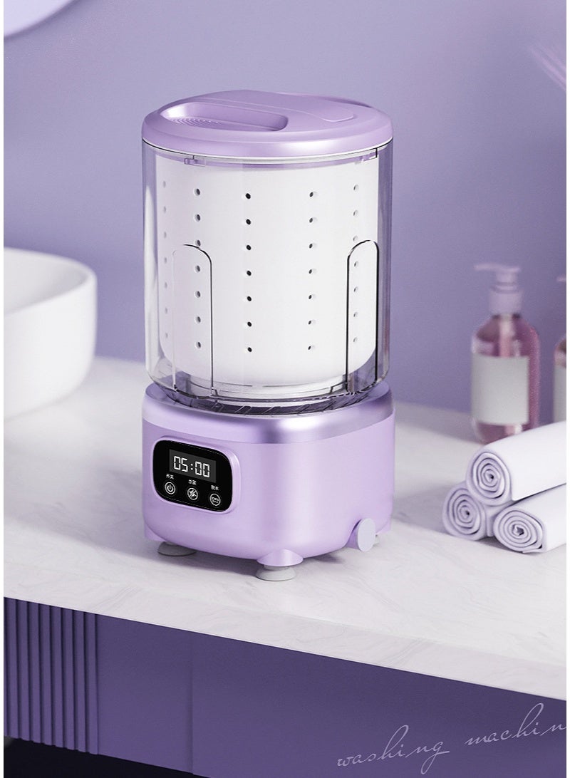 SKT Shiketro 2L Blue Light Sterilization Washing Machine with 380mm High-Strength Motor, Automatic Dehydration, and Portable Mini Washing Cup（Purple） - Image 3