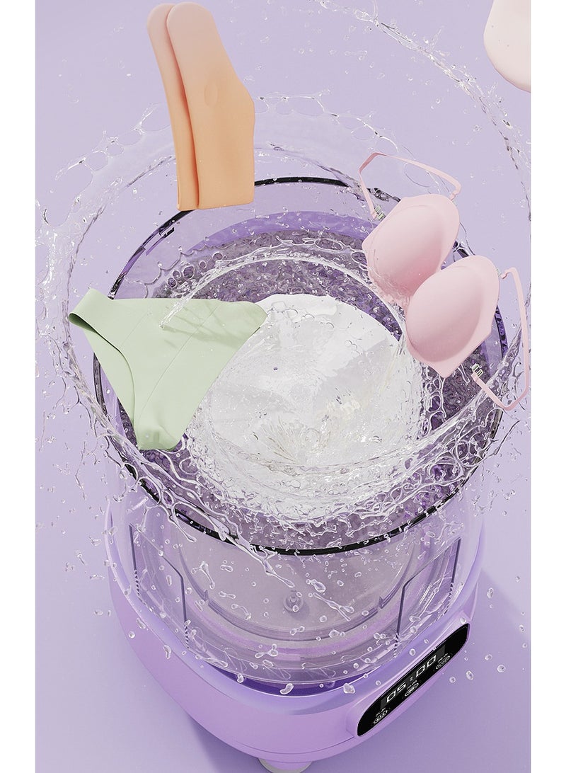 SKT Shiketro 2L Blue Light Sterilization Washing Machine with 380mm High-Strength Motor, Automatic Dehydration, and Portable Mini Washing Cup（Purple） - Image 5