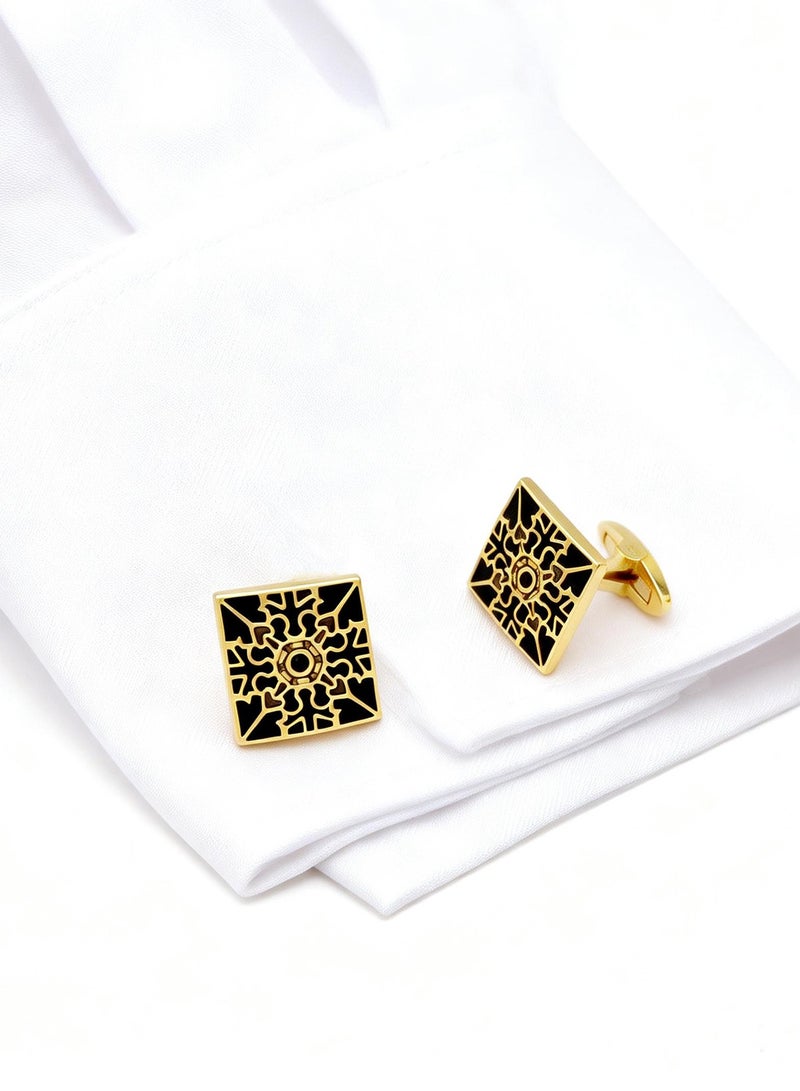 DB Innov. Cufflinks, Geometric Pattern cufflinks, 2PCS in One Set Copper Jewelry Specially Design for Men's Shirt Wedding Business Gift with Delicate Package Box. - Image 2