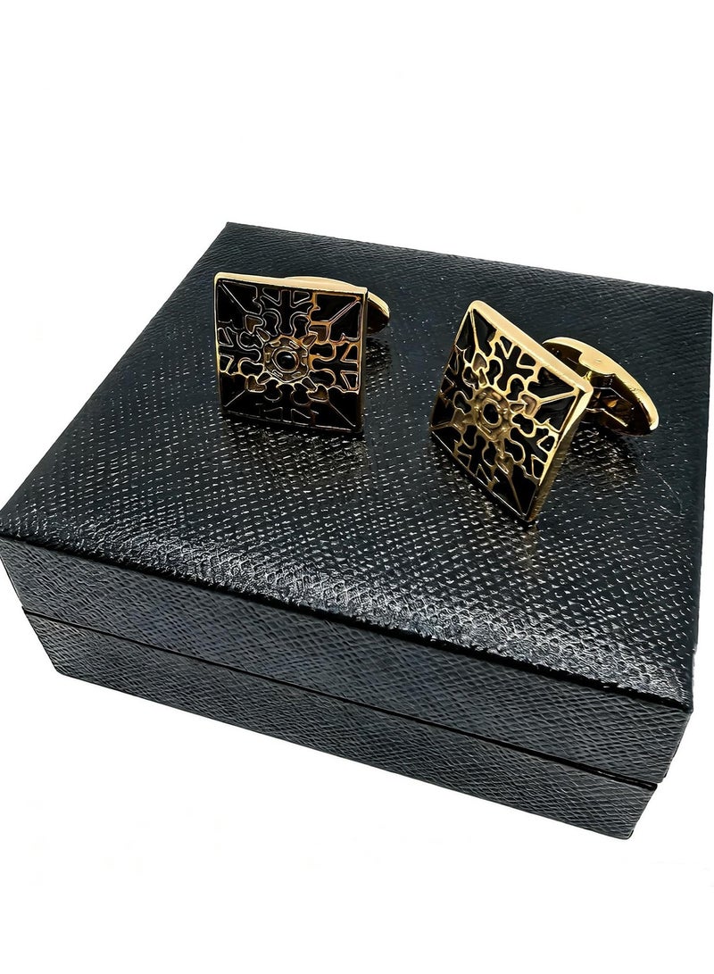 DB Innov. Cufflinks, Geometric Pattern cufflinks, 2PCS in One Set Copper Jewelry Specially Design for Men's Shirt Wedding Business Gift with Delicate Package Box. - Image 5