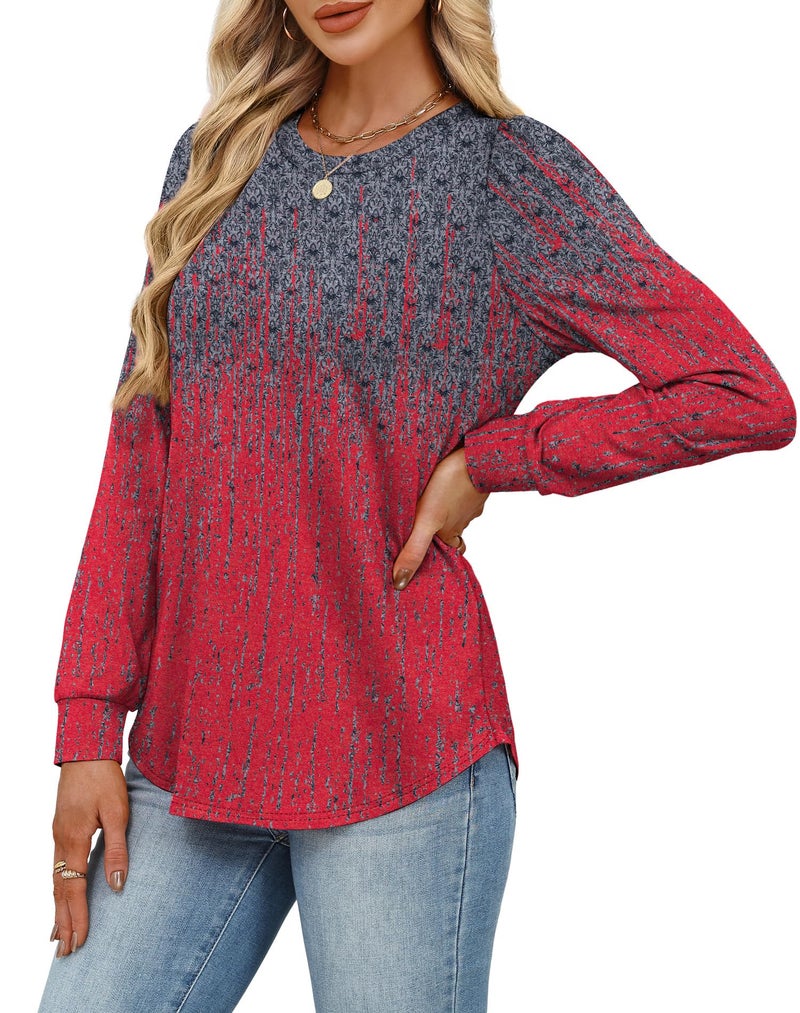 Alaroo Long Sleeve Shirts Tunic Boho Tops for Women Fall Fashion Basic Crewneck Sweatshirts Trendy Clothes Print 38 S - Image 4