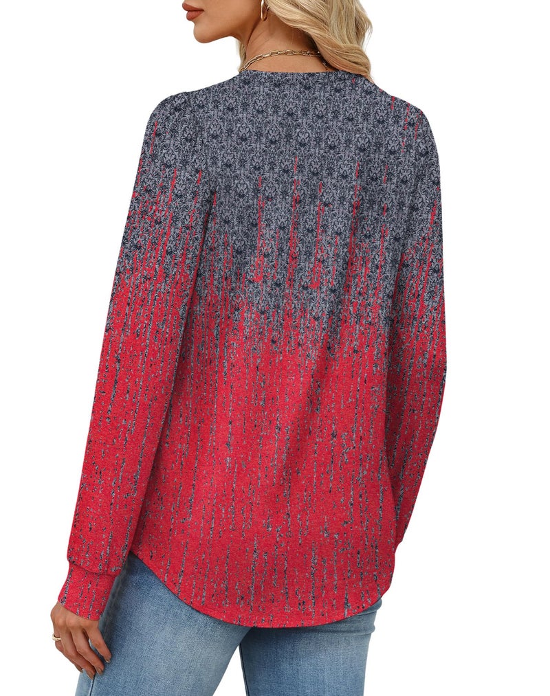 Alaroo Long Sleeve Shirts Tunic Boho Tops for Women Fall Fashion Basic Crewneck Sweatshirts Trendy Clothes Print 38 S - Image 5