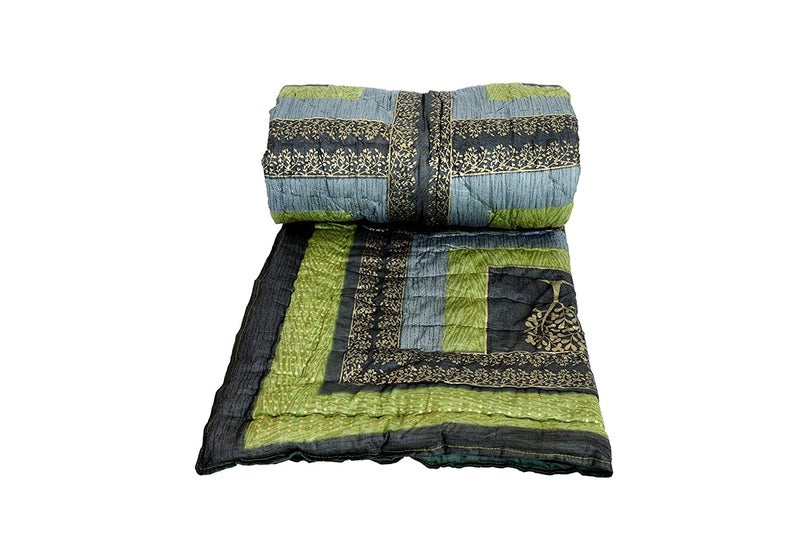 SVT Traditional Famous Jaipuri Beautiful Floral Print in Multi Green Jaipuri Rajai/Razai/Quilt Single/Single Bed Quilt/Comforter/AC Quilt/AC Comforter - Image 2