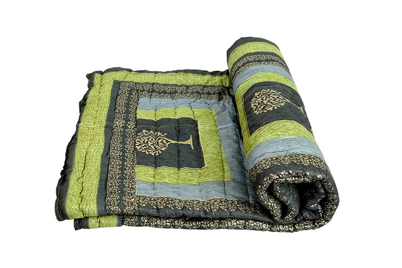 SVT Traditional Famous Jaipuri Beautiful Floral Print in Multi Green Jaipuri Rajai/Razai/Quilt Single/Single Bed Quilt/Comforter/AC Quilt/AC Comforter - Image 1