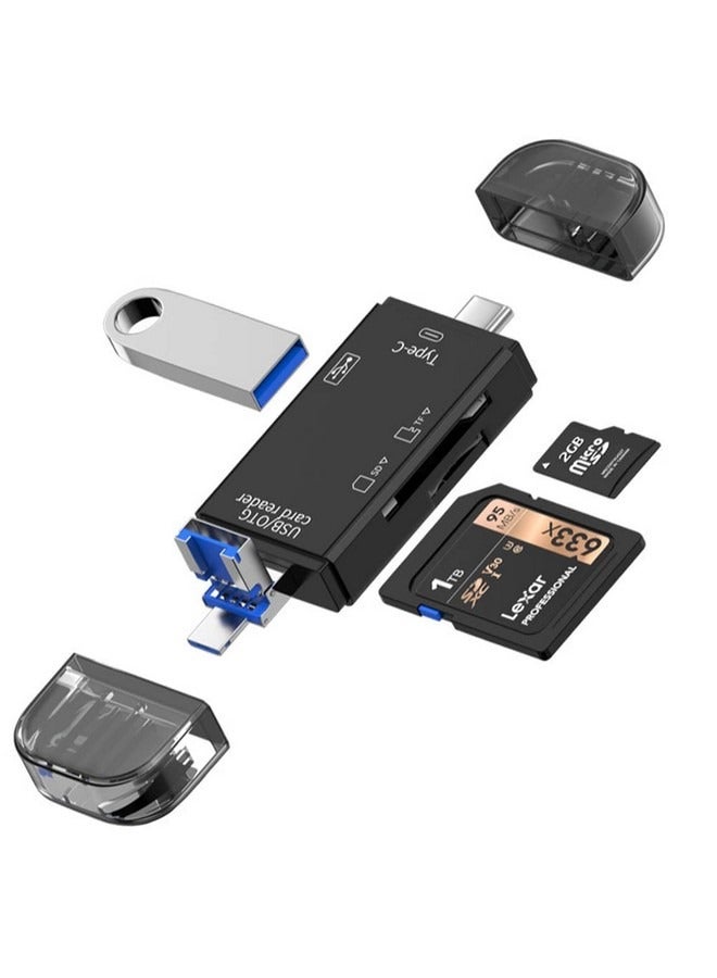 Beauenty SD Card Reader, 6-in-1 USB C/Micro/USB Memory Reader Camera Viewer, USB 3.0 SD Card Reader Adapter Used for SD-3C SD Micro SD TF SDXC SDHC MMC RS-MMC Micro SDXC Micro SDHC UHS-I - Image 1