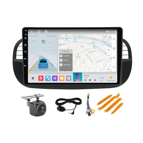 RONGJI Upgrade Radio for Fiat 500 500C 2007-2015 Stereo Head Unit, 8-Core 4+64 GB Android 14 9" Touch Screen GPS Navigation with Car-Play Android Auto/SWC/FM/Cooling Fan/5G WiFi - Image 1