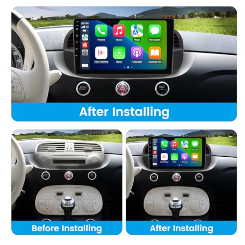 RONGJI Upgrade Radio for Fiat 500 500C 2007-2015 Stereo Head Unit, 8-Core 4+64 GB Android 14 9" Touch Screen GPS Navigation with Car-Play Android Auto/SWC/FM/Cooling Fan/5G WiFi - Image 2