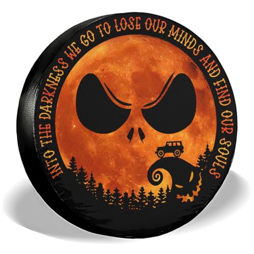 GENANY Moonlight Skellington PVC Leather Spare Tire Cover, Fits 33"-35" Diameter Tires for RVs Jeeps Campers Trailers, Dustproof, Waterproof Jeep Tire Cover with No Camera Hole, Spring Car Decor - Image 1