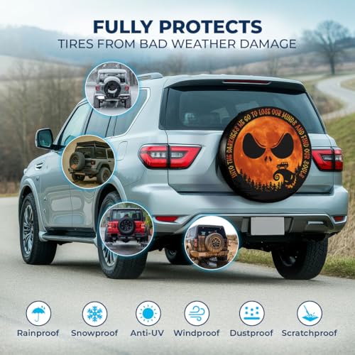 GENANY Moonlight Skellington PVC Leather Spare Tire Cover, Fits 33"-35" Diameter Tires for RVs Jeeps Campers Trailers, Dustproof, Waterproof Jeep Tire Cover with No Camera Hole, Spring Car Decor - Image 3