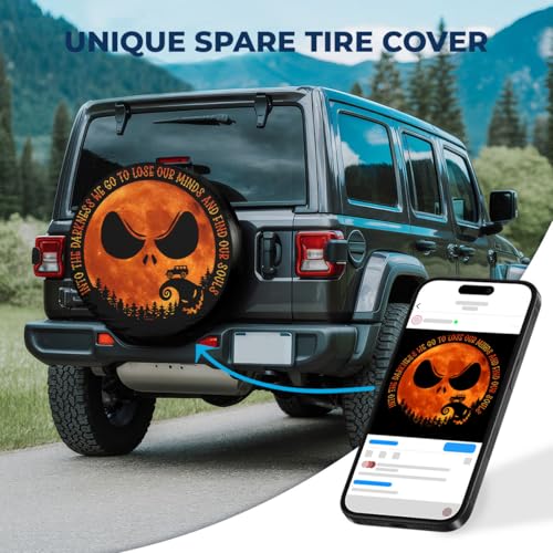 GENANY Moonlight Skellington PVC Leather Spare Tire Cover, Fits 33"-35" Diameter Tires for RVs Jeeps Campers Trailers, Dustproof, Waterproof Jeep Tire Cover with No Camera Hole, Spring Car Decor - Image 2