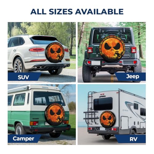 GENANY Moonlight Skellington PVC Leather Spare Tire Cover, Fits 33"-35" Diameter Tires for RVs Jeeps Campers Trailers, Dustproof, Waterproof Jeep Tire Cover with No Camera Hole, Spring Car Decor - Image 5