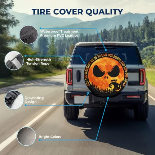 GENANY Moonlight Skellington PVC Leather Spare Tire Cover, Fits 33"-35" Diameter Tires for RVs Jeeps Campers Trailers, Dustproof, Waterproof Jeep Tire Cover with No Camera Hole, Spring Car Decor - Image 4