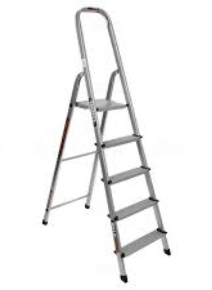 KNP KNP Aluminum Step Ladder - 5 Feet is a sturdy and lightweight ladder designed for a wide range of tasks around the home, office, or job site.  - Image 1