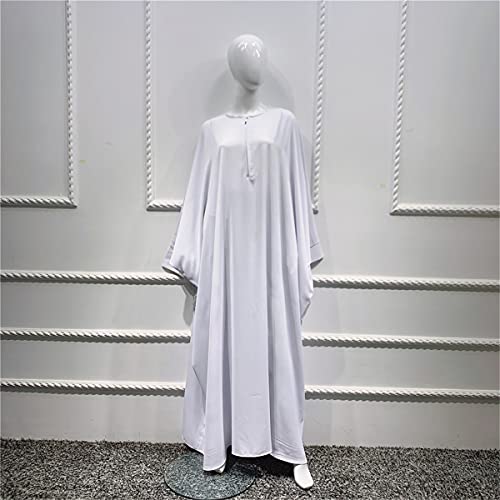 XINNI Women Muslim One-piece Loose Crewneck Long Dress One-size Overall Plus Thobe with Zipper - Image 2