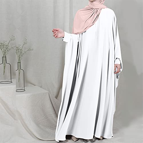 XINNI Women Muslim One-piece Loose Crewneck Long Dress One-size Overall Plus Thobe with Zipper - Image 3