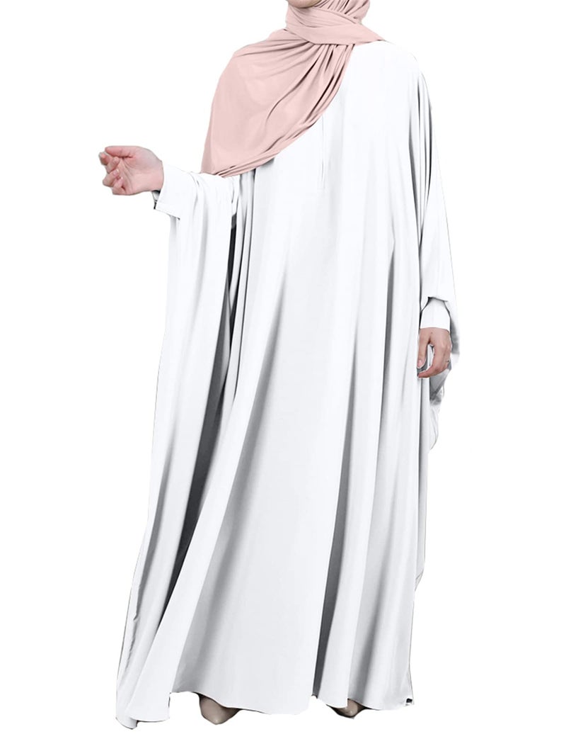 XINNI Women Muslim One-piece Loose Crewneck Long Dress One-size Overall Plus Thobe with Zipper - Image 4