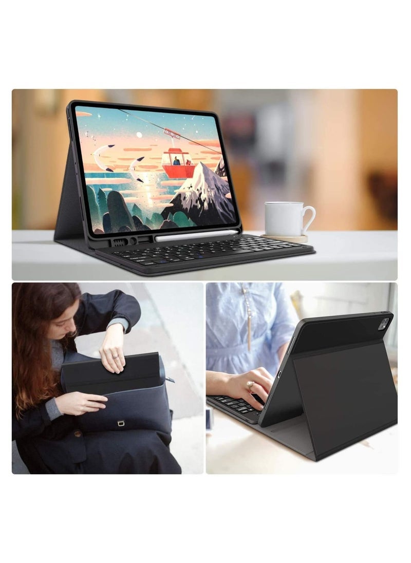 Gravity Arabic and English Keyboard Case for iPad Pro 11 inch 3rd Generation 2021 / iPad Pro 11-inch 2020 &2018, iPad Air 4th Gen, Lightweight Cover with Detachable Keyboard& Pencil Holder(iPad Pro 11, Black) - Image 5