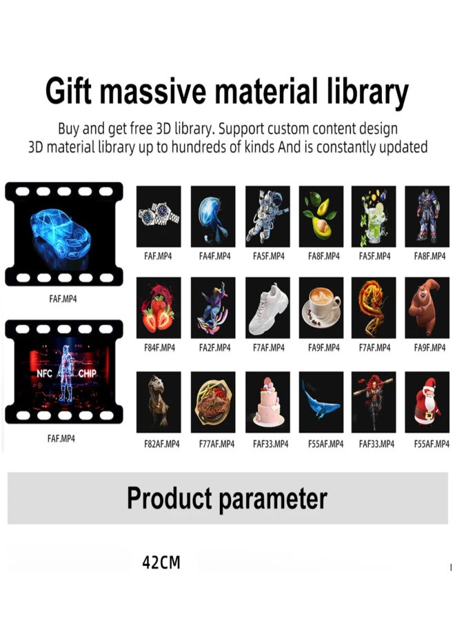 PD42 bright naked eye 3D advertising machine Holographic projector 244LED stereo rotating floating air imaging fan screen Wall mounted advertising machine with 16GB memory card - Image 4