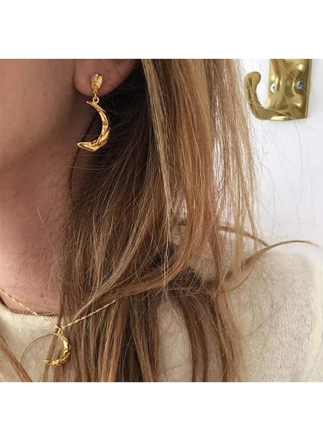 ميفيكو ميفكو  المرأة Huggie أقراط الذهب هوب النائم 14K الذهب شغل صغيرة بسيطة اليدوية هيبوالرجينيك مجوهرات اليومية - Image 2