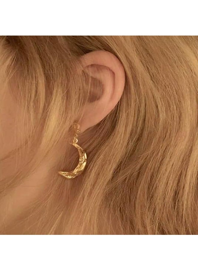 ميفيكو ميفكو  المرأة Huggie أقراط الذهب هوب النائم 14K الذهب شغل صغيرة بسيطة اليدوية هيبوالرجينيك مجوهرات اليومية - Image 5