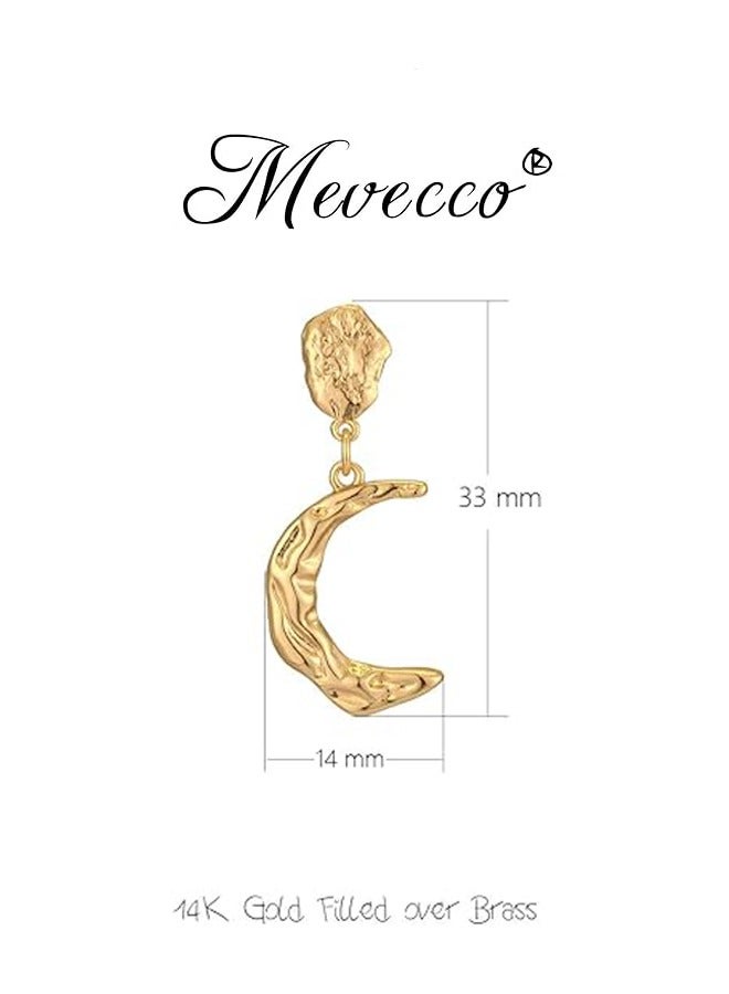 ميفيكو ميفكو  المرأة Huggie أقراط الذهب هوب النائم 14K الذهب شغل صغيرة بسيطة اليدوية هيبوالرجينيك مجوهرات اليومية - Image 3