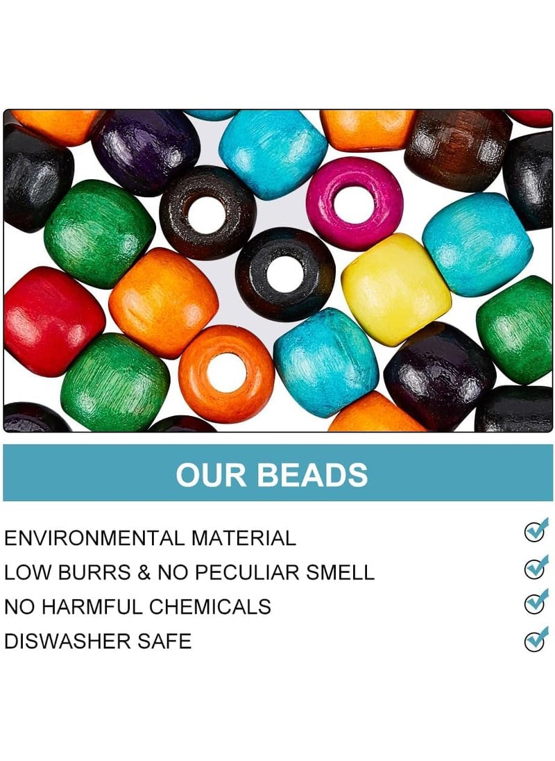 Torex TOREX� Pack of 60Pcs Large Hole Natural Wooden Beads 16x16-17mm for Macrame Rosary Bracelet Craft Making Hole: 7mm (Magenta)  - Image 5
