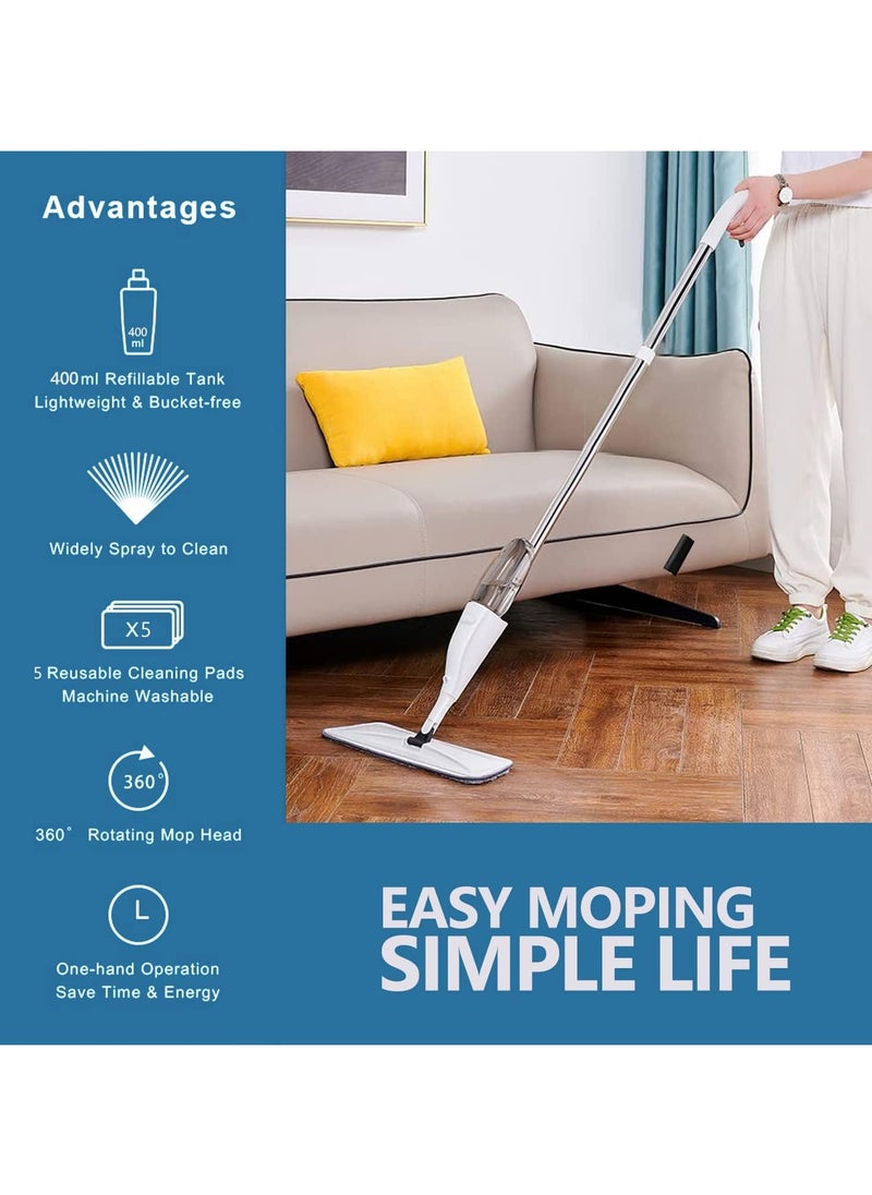 AURORA Spray Mop With Cleaning Pads Mop For Cleaning Floor With 2 Washable Microfiber Pads and 350ml Refillable Water Tank Flat Mop for Home Kitchen  - Image 4