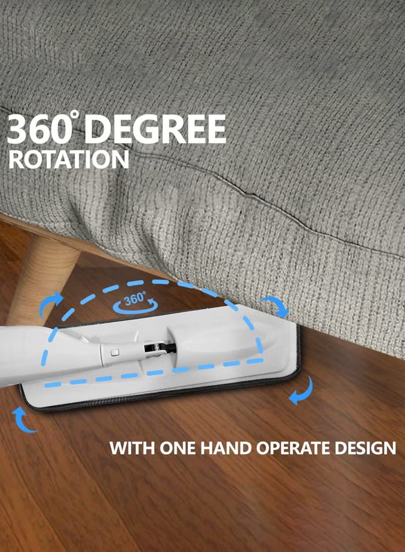 اورورا ممسحة بخاخ مع قطعتين من المايكروفايبر قابلة للغسل - ممسحة تنظيف مع خزان مياه قابل لإعادة التعبئة سعة 400 مل - ممسحة أرضيات سيراميك للمنزل والمطبخ - أبيض - Image 2