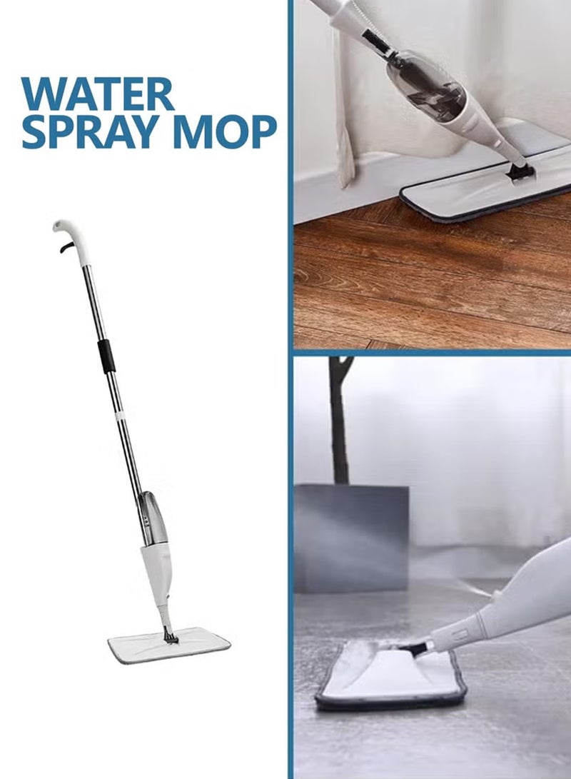 اورورا ممسحة بخاخ مع قطعتين من المايكروفايبر قابلة للغسل - ممسحة تنظيف مع خزان مياه قابل لإعادة التعبئة سعة 400 مل - ممسحة أرضيات سيراميك للمنزل والمطبخ - أبيض - Image 3