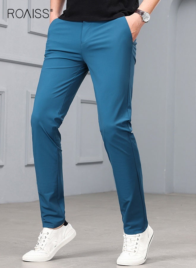 roaiss Men's Slim Fit Formal Trousers High Elasticity Straight Leg Design with Pockets, Mid-Rise Waist for Business Casual Weekend Parties, Wrinkle Free for All Day Comfort - Image 2