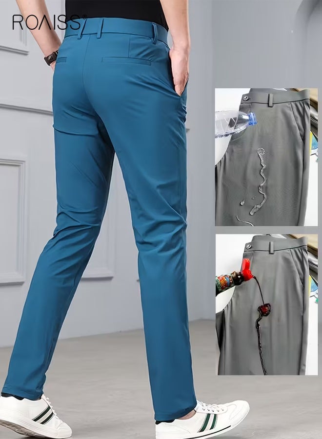 roaiss Men's Slim Fit Formal Trousers High Elasticity Straight Leg Design with Pockets, Mid-Rise Waist for Business Casual Weekend Parties, Wrinkle Free for All Day Comfort - Image 5