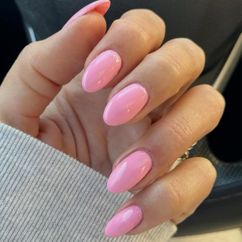 modelones Short Press on Nails, Oval Fake Nails Kit Press Ons with Nail Glue, Adhesive Tabs, Nail File, Prep Pad, Manicure Stick, Pink, 32Pcs 16 Sizes, Spring Women Girl Gift - Image 1