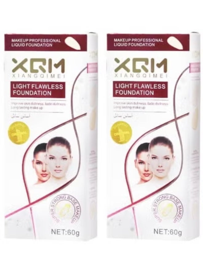 XQM 2Pcs XQM Flawless Light Liquid Foundation 60 gm - Image 1