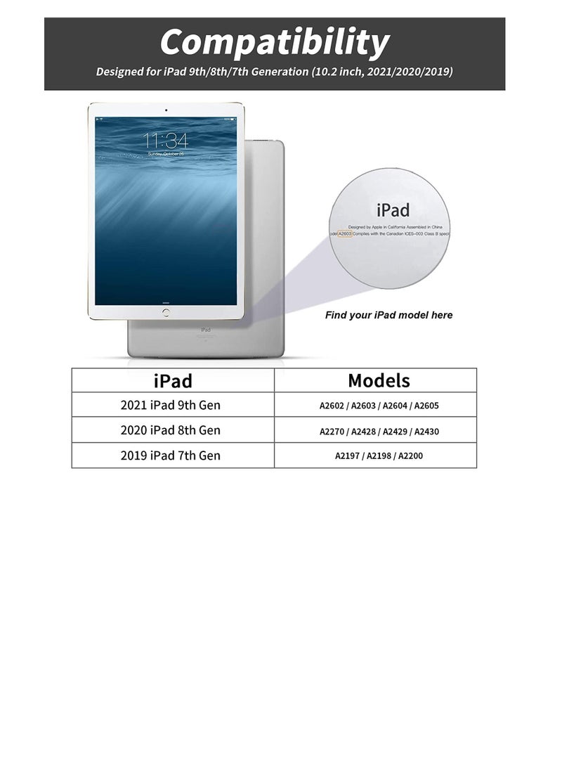 IPad 10.2 Case 2020 2019 With Pencil Holder Slim Lightweight Trifold Stand Smart Shell Soft TPU Back Cover Auto Sleep Wake For IPad 10.2 Inch 8th 7th Generation Black - Image 2