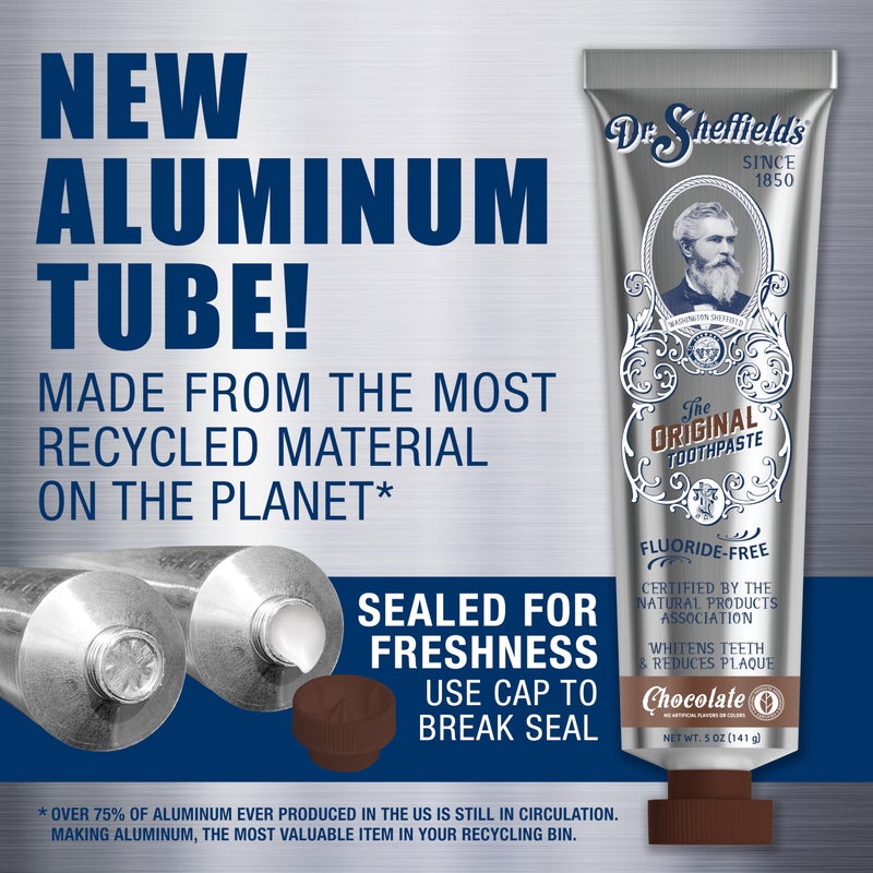 Dr. Sheffield's Dr. Sheffieldâ€™s Certified Natural Toothpaste (Chocolate) - Great Tasting, Fluoride Free Toothpaste/Freshen Your Breath, Whiten Your Teeth, Reduce Plaque (2-Pack) - Image 3
