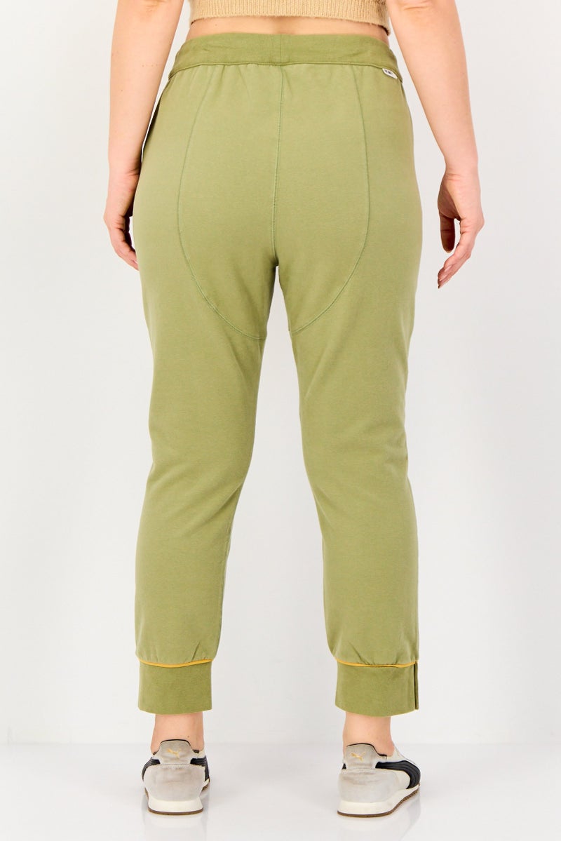 Reiko Women Regular Fit Brand Logo Sweatpants, Olive - Image 3