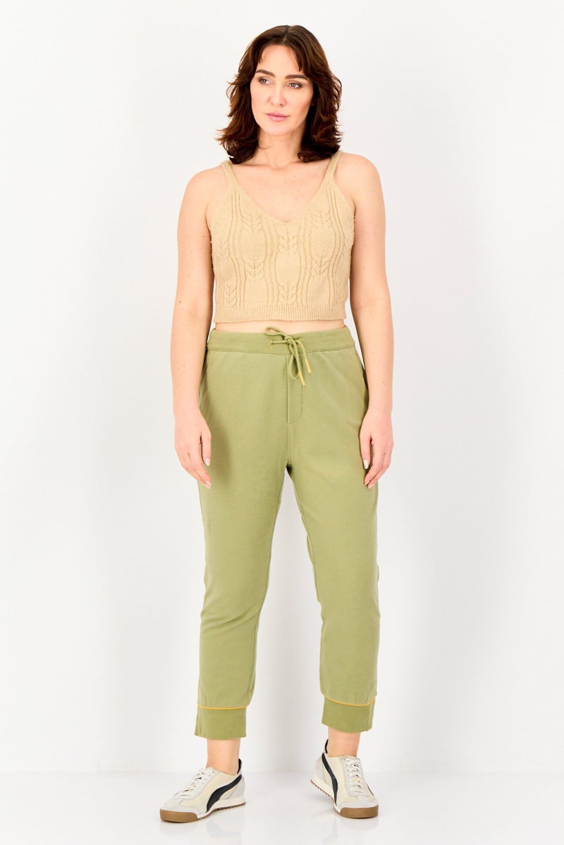 Reiko Women Regular Fit Brand Logo Sweatpants, Olive - Image 4