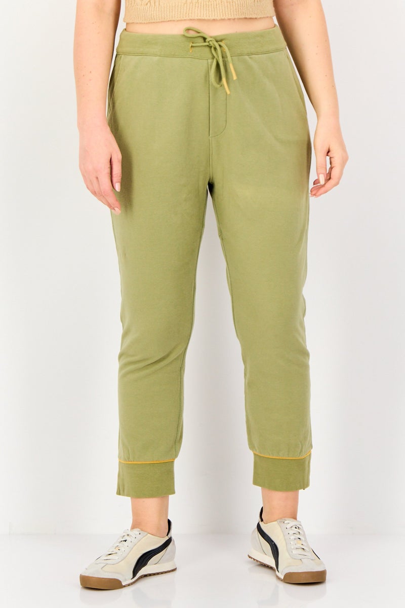 Reiko Women Regular Fit Brand Logo Sweatpants, Olive - Image 1