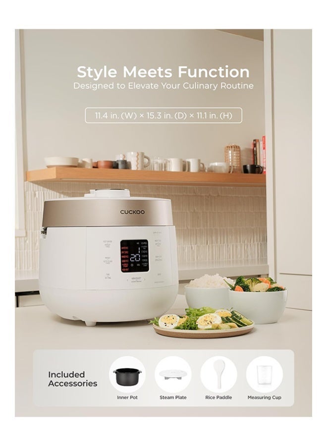 كوكو طنجرة أرز ضغط مزدوجة من كوكو، سعة 10 أكواب (غير مطبوخ) / 20 كوب (مطبوخ)، طنجرة أرز ذكية ميكوم مع 16 خيار قائمة، تنظيف تلقائي، وعاء داخلي غير لاصق، دليل صوتي، لون أبيض - Image 2