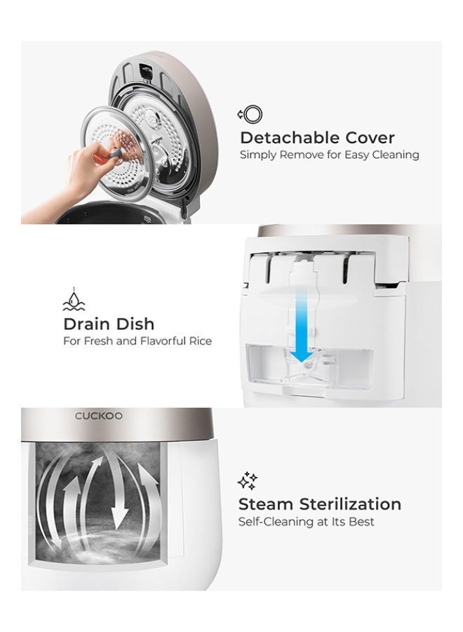 كوكو طنجرة أرز ضغط مزدوجة من كوكو، سعة 10 أكواب (غير مطبوخ) / 20 كوب (مطبوخ)، طنجرة أرز ذكية ميكوم مع 16 خيار قائمة، تنظيف تلقائي، وعاء داخلي غير لاصق، دليل صوتي، لون أبيض - Image 3